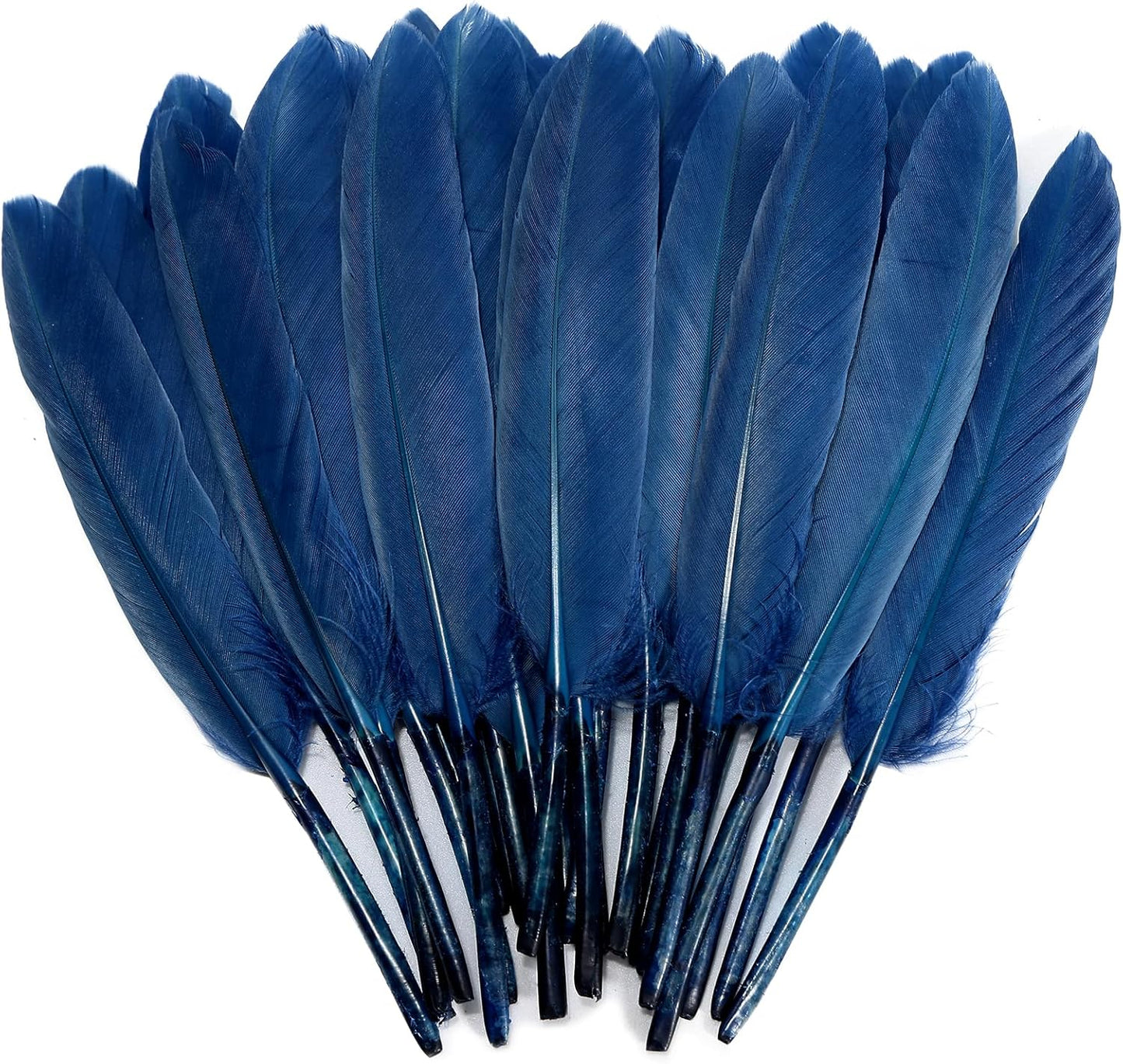 FeelfunFeather 120pcs Navy Blue Goose Cochettes Feather Natural Bulk 4-6 inch 10-15cm for Wedding Party Christmas Decorations DIY Crafts Goose Cochettes Feather