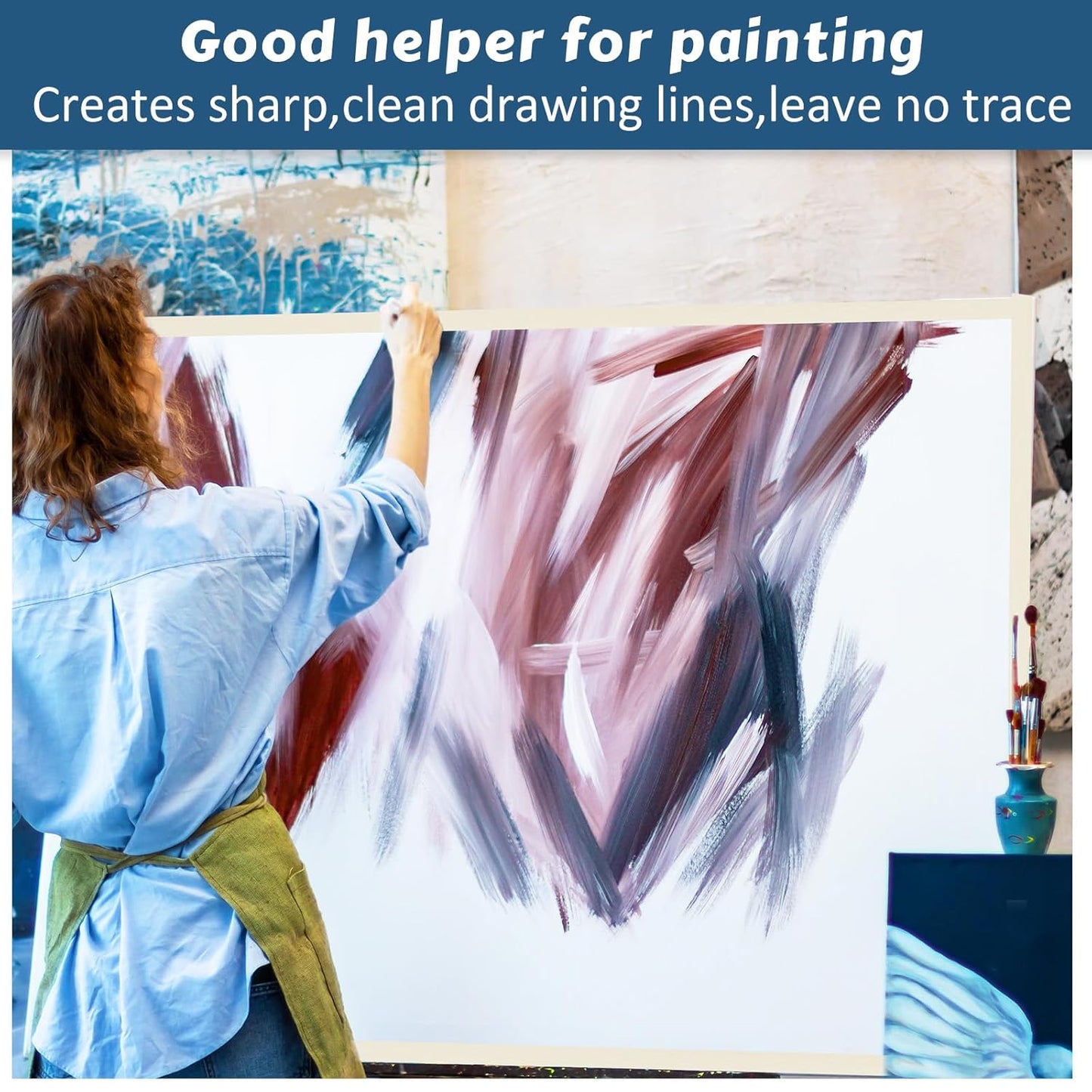 Masking Tape Bulk General Purpose Masking Painting Tape 55 Yards for Painting Home Office School Stationery Arts Crafts Basic Use, Easy Removal(60 Rolls,1 Inch)