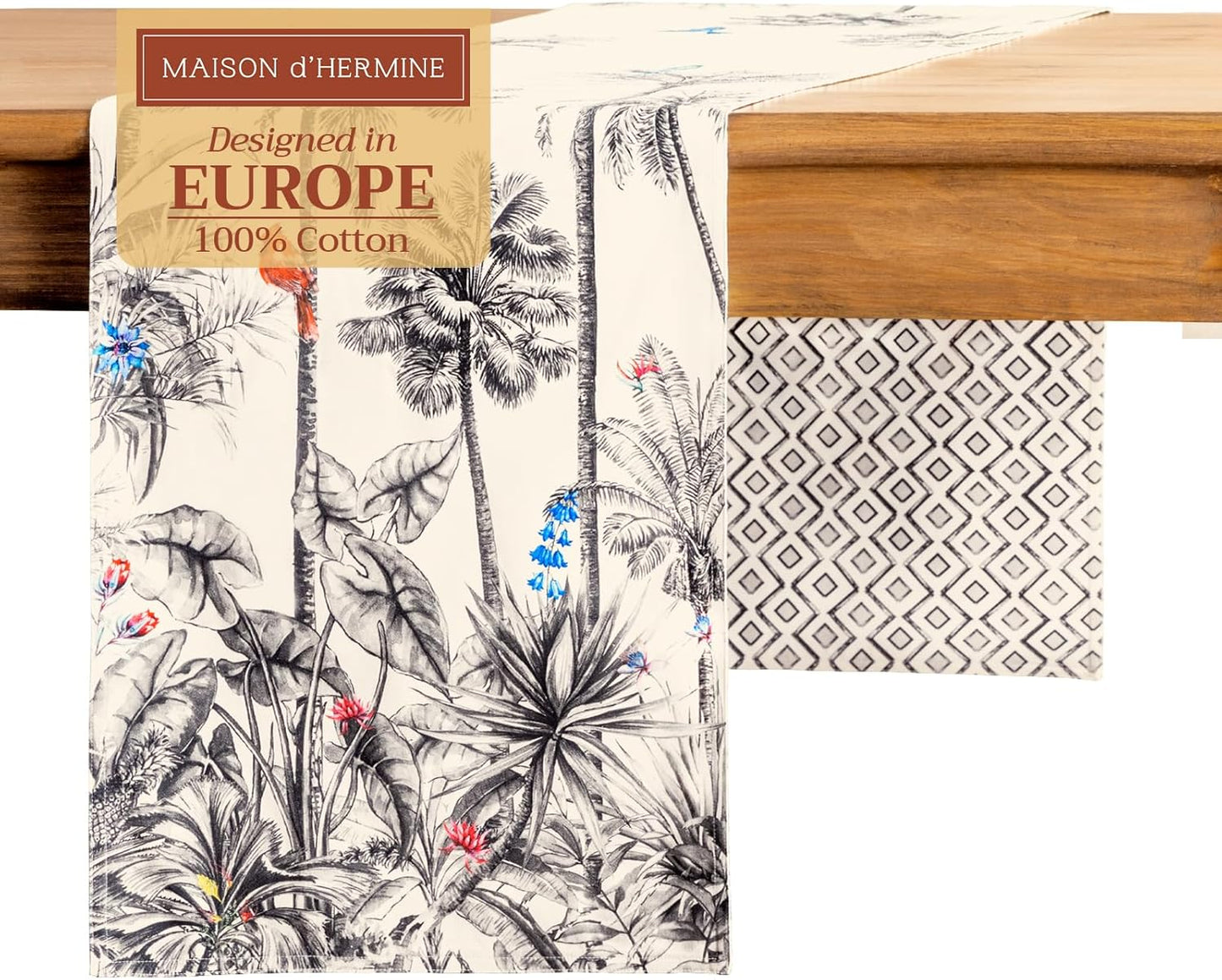 Maison d' Hermine Table Runner 100% Cotton Double Layer Table Runners 108 inches Long for Thanksgiving Christmas Decorations Home Kitchen Dining Party Wedding (Amazonia, 14.5" x 108")