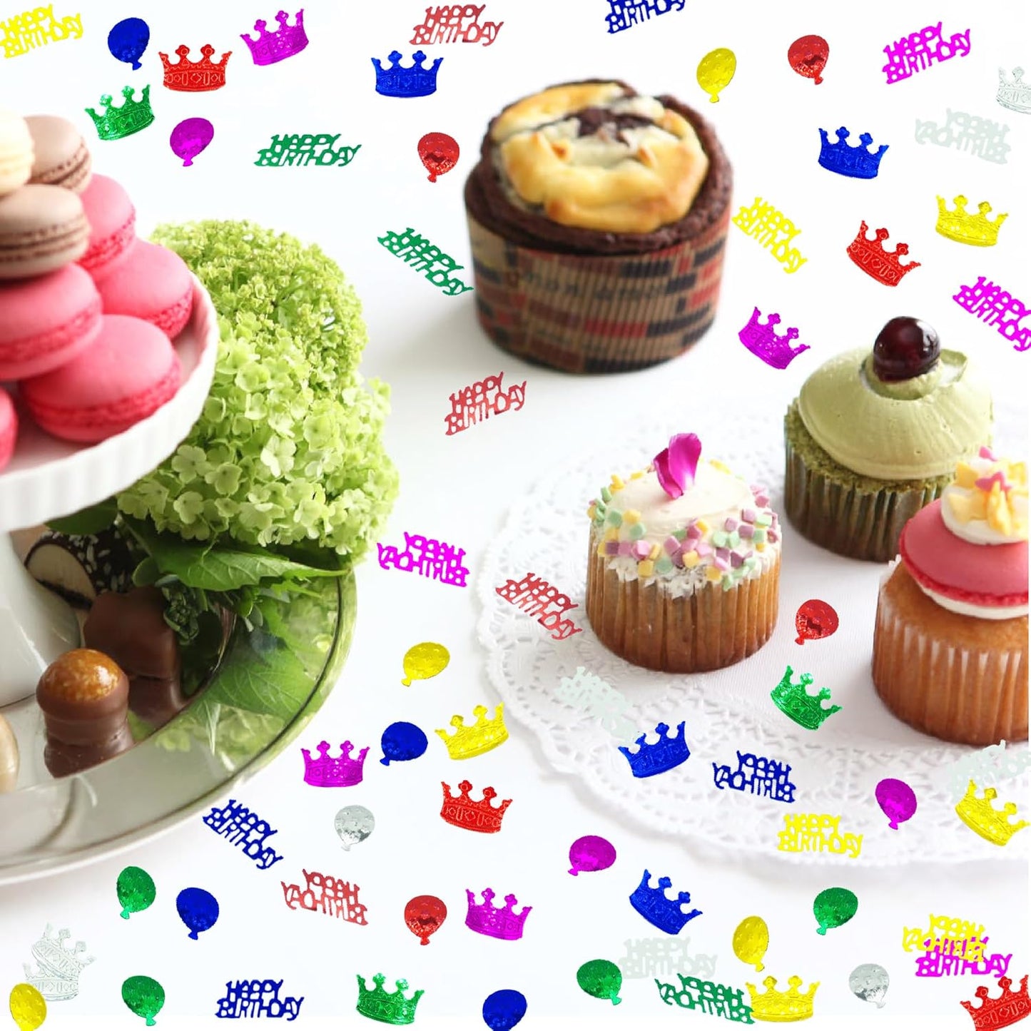 Confetti Happy Birthday Sequins Table Confetti Metallic Foil Sprinkles or DIY Multicolor Birthday Sequins Metallic for Birthday Party Supplies