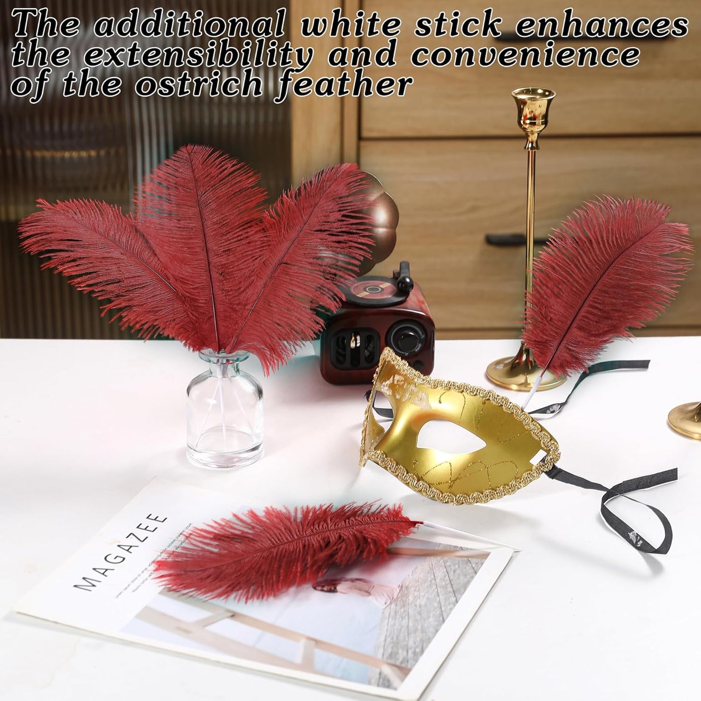 SOGUGOM Red Crafts Ostrich Feathers - 30PCS 6-8 inch Ostrich Feathers Kit for Centerpieces, Kindergarten Crafts, Dream Catchers and DIY Projects(Wine Red)