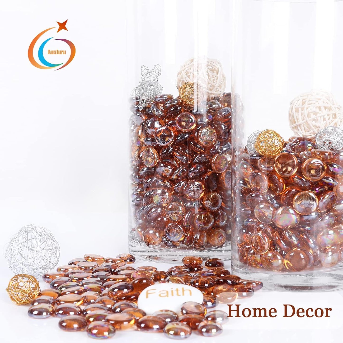 11LB Amber Flat Glass Marbles for Vase Filler, Aquariums, Hydroponics, Home Decor & DIY Crafts