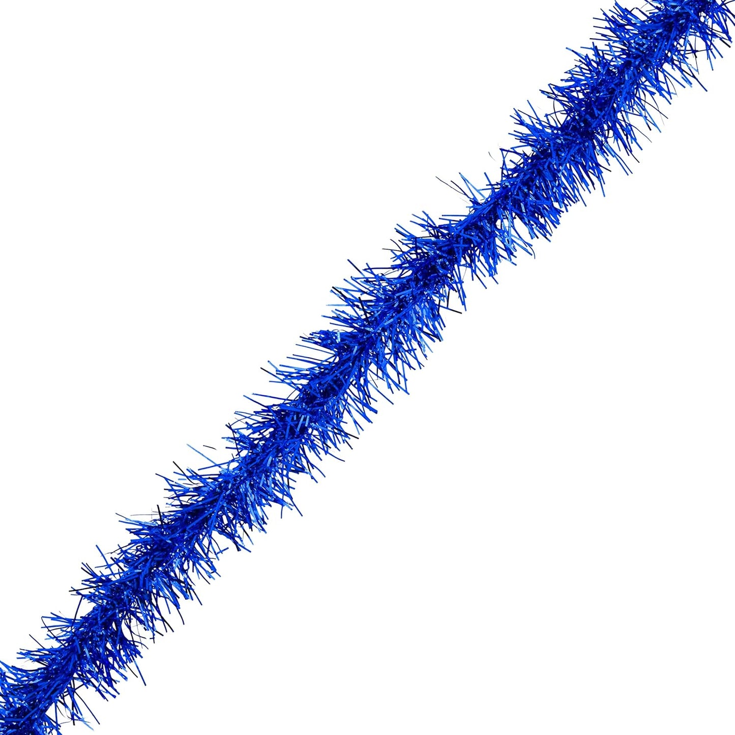 Mandala Crafts Blue Tinsel Garland - Thin Metallic Foil Glitter Mini Garland for Christmas Tree, Party, Wedding Decor, and Holiday Decorations