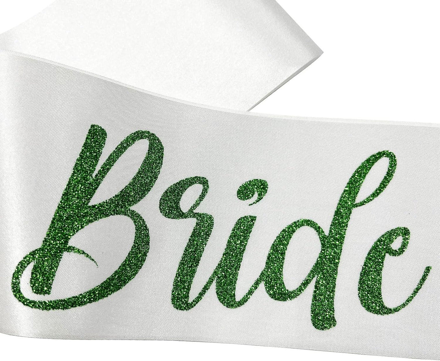 White with Green Letters Bride to Be Sash, Bride Sash Bachelorette Party Bridal Shower Sashes Bachelor Decorations Just Married Gift Engaged Decor Accessories,White Green