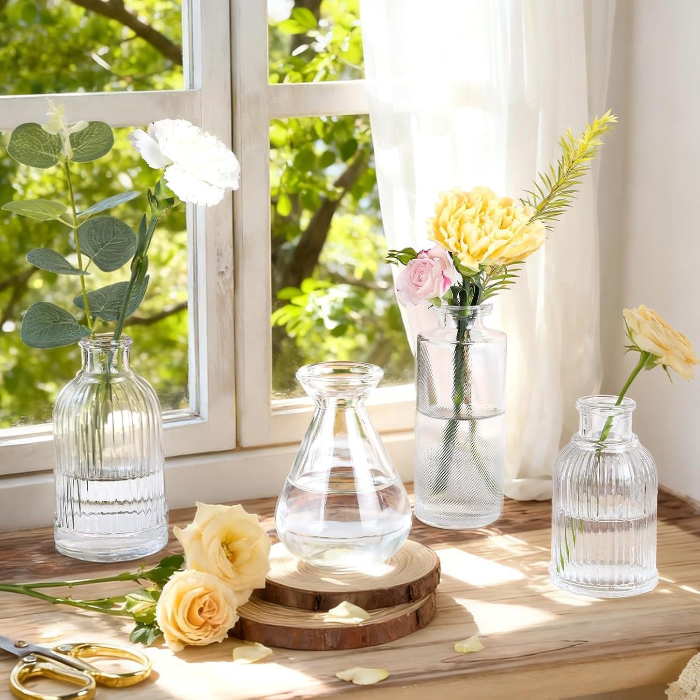 Clear Glass Bud Vases Set of 36, Mini Flower Vase for Centerpieces, Small Clear Vases in Bulk for Wedding Decorations, Vintage Vase for Table, Recepetion, Home Décor