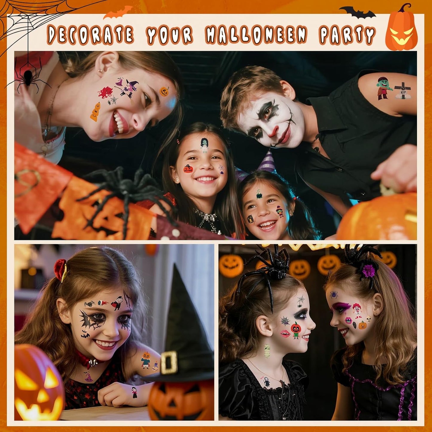 Halloween Temporary Tattoo for Kids - 260+ Unique Halloween Trick or Treat Tattoos Stickers for Boys and Girls Holiday Party Supplies Favors Halloween Goodie Bag Fillers 20 Sheets