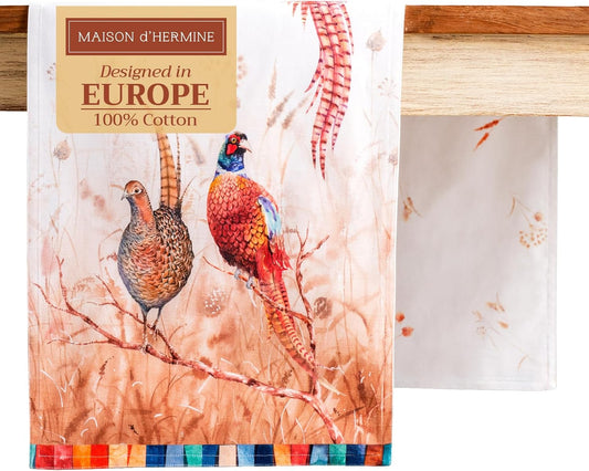 Maison d' Hermine Table Runner 100% Cotton Double Layer Table Runners 108 inches Long for Thanksgiving Christmas Decorations Home Kitchen Dining Party Wedding (Faisan D'Automne, 14.5" x 108")