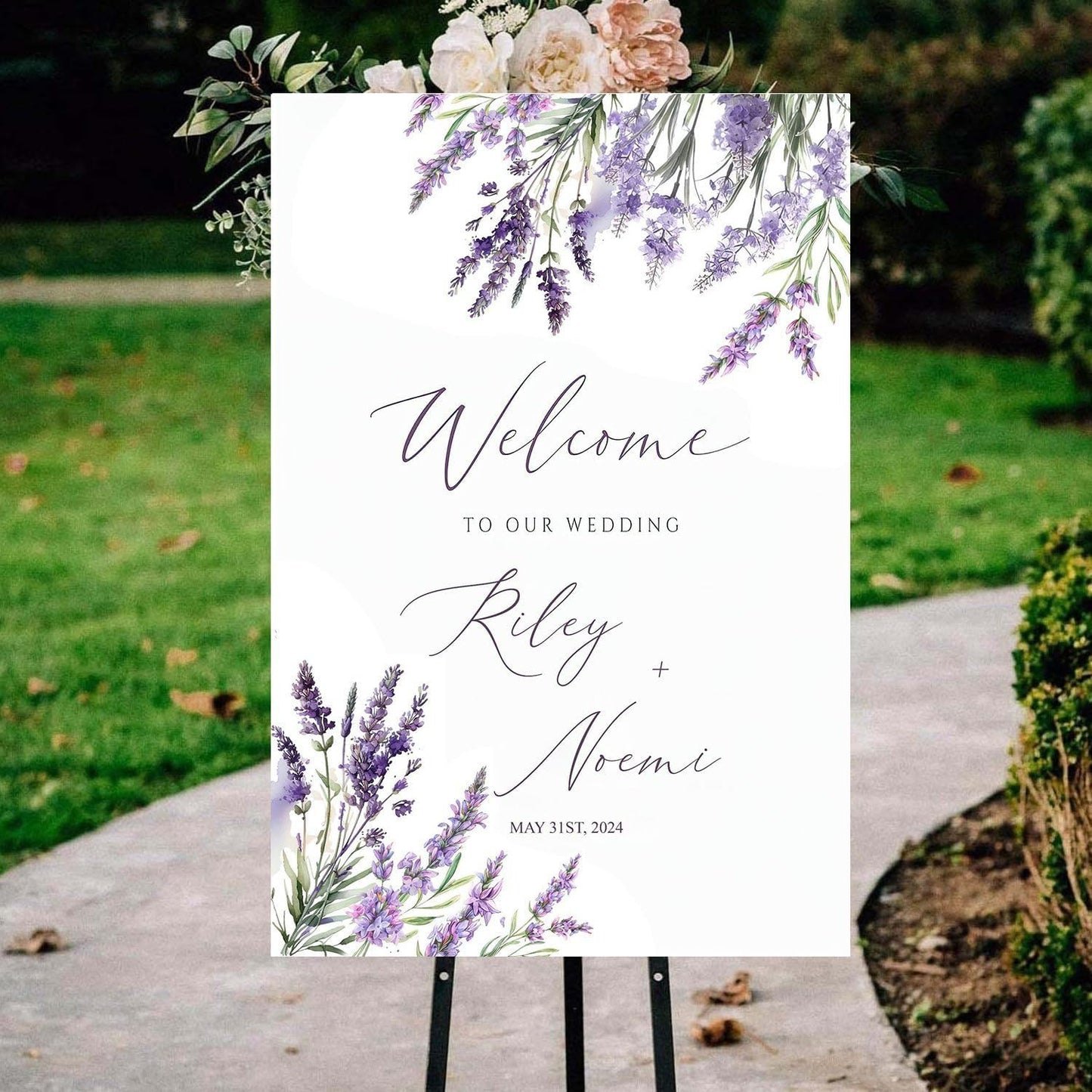 Lavender Floral Boho Wedding Welcome Sign, Welcome Sign Wedding, Custom Wedding Welcome Sign