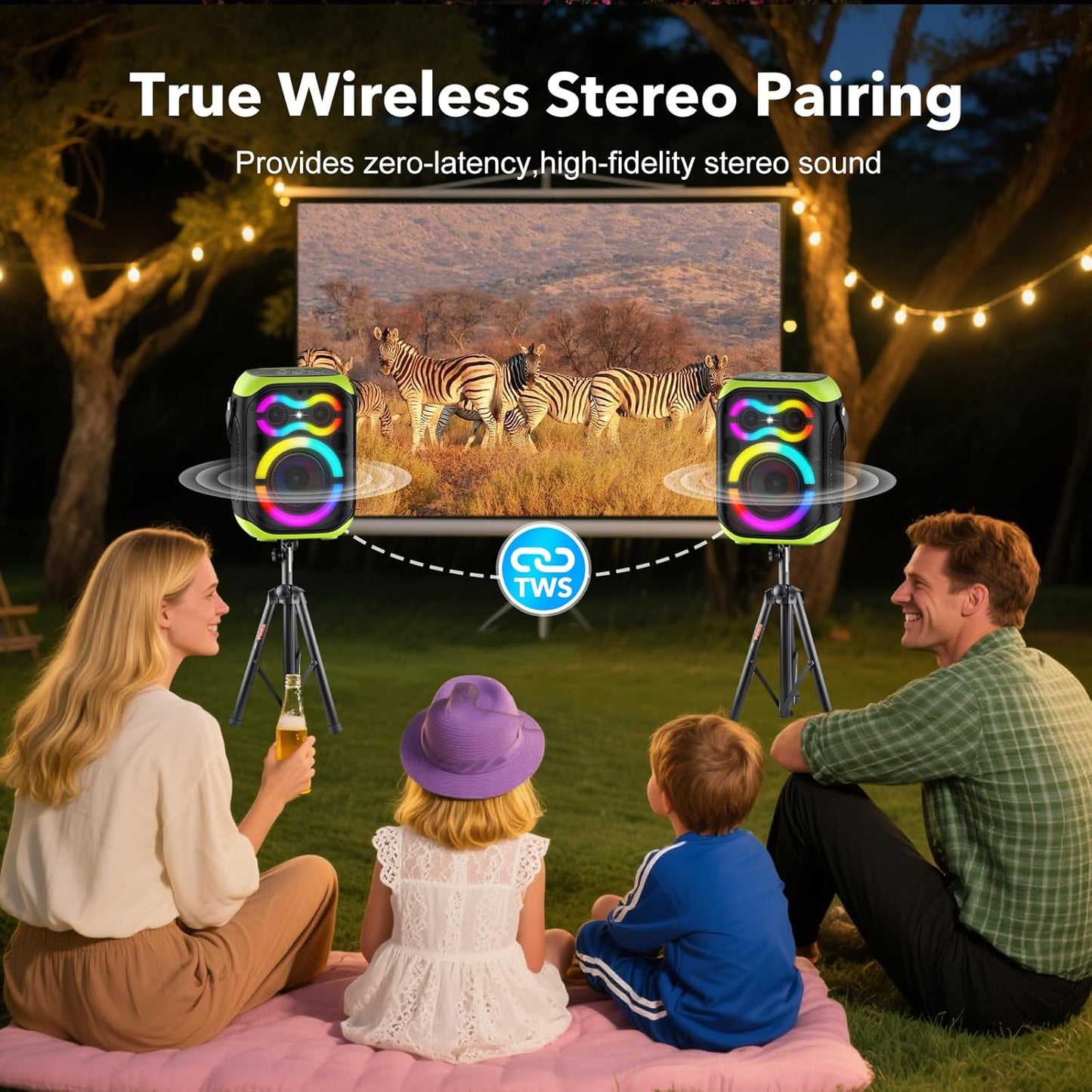 Portable Bluetooth Speakers 80W Big Powerful Wireless Outdoor Loud Stereo Deep Bass Sound Boombox TWS Home Party Speaker with Subwoofer LED Lights