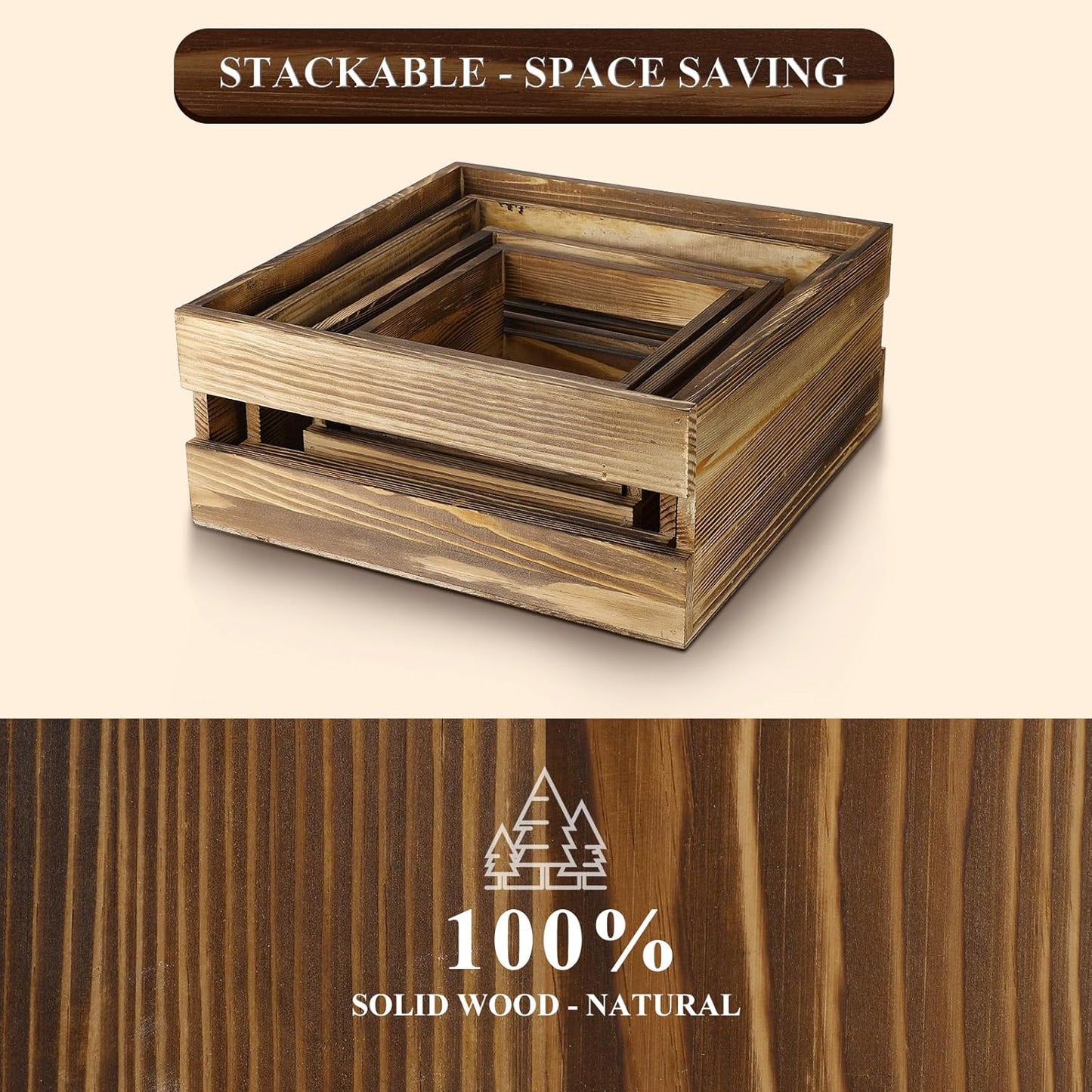 Sieral 4 Pieces Wood Cupcake Display Stand Decorative Dessert Appetizer Cake Stand Risers Wooden Crate Rustic Cake Risers for Storage for Party Christmas Halloween Wedding Decor(Rustic Dark Brown)