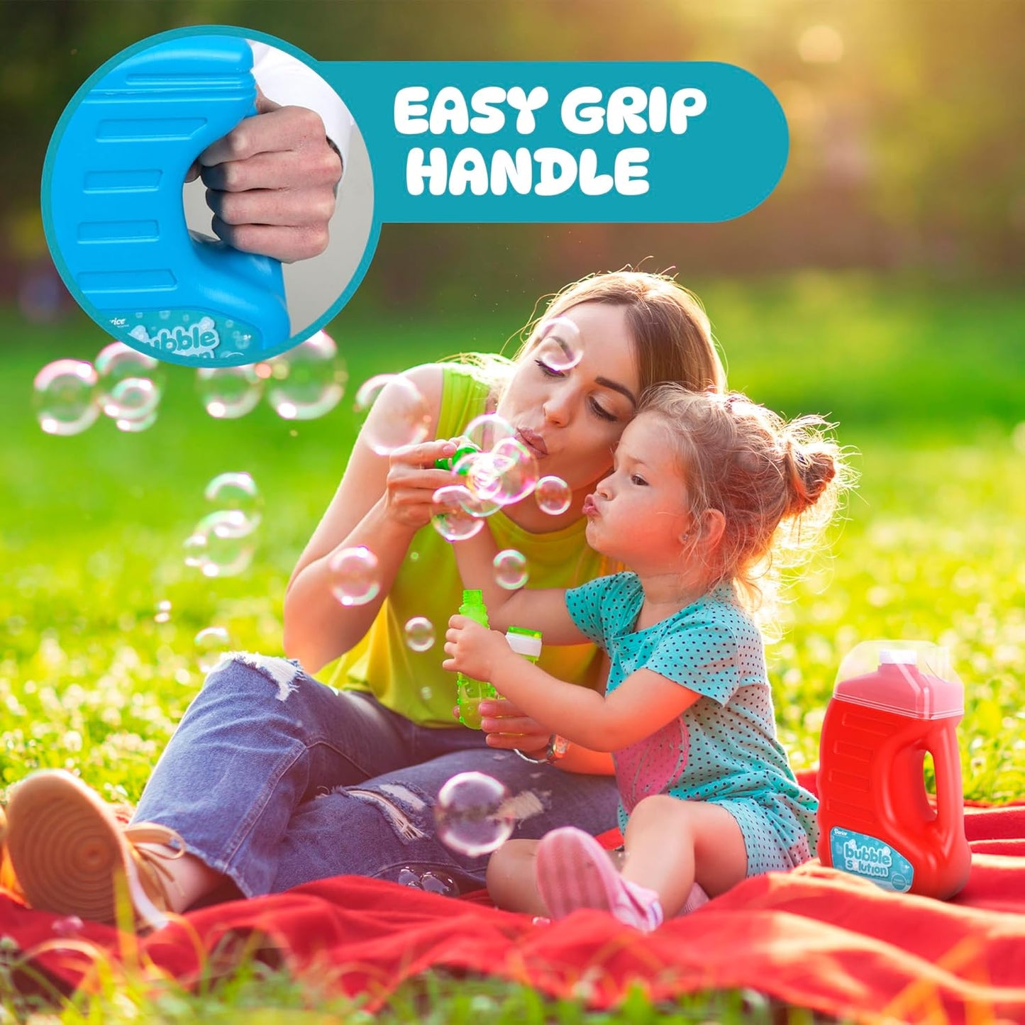 Darice 64oz Bubble Solution Refill for Bubble Machines & Blowers - Easter, Weddings, Birthdays, Outdoor - 2 Big Bubble Wands Included - Non-Toxic Safe for Toddlers & Kids, Colors May Vary