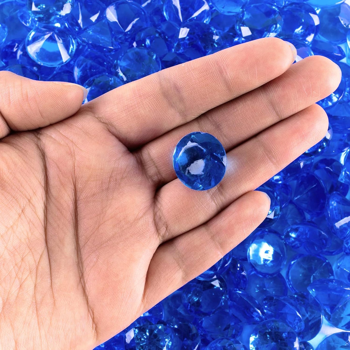 Super Z Outlet Acrylic Color Faux Round Diamond Crystals Treasure Gems for Table Scatters, Vase Fillers, Event, Wedding, Arts & Crafts (1 Pound, 240 Pieces) (Royal Blue)