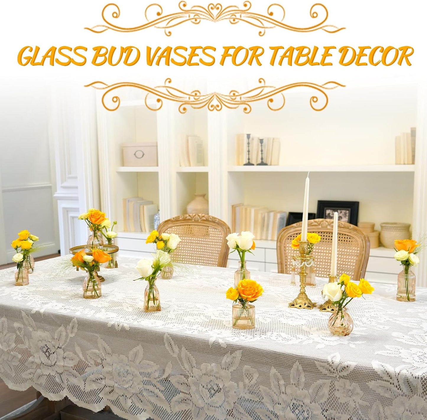 Champagne Bud Vases in Bulk 24 Packs Amber Glass Vase for Decor Centerpieces, Small Ribbed Vases for Flowers Stripe Modern Bud Vases Vintage Vases for Floral Wedding Party Table Decoration Home Decor