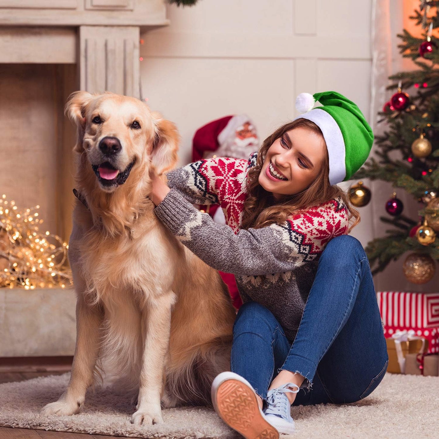 SATINIOR 12 Pieces Santa Hats Christmas Non Woven Fabric Hat for Holidays Xmas Party Supplies