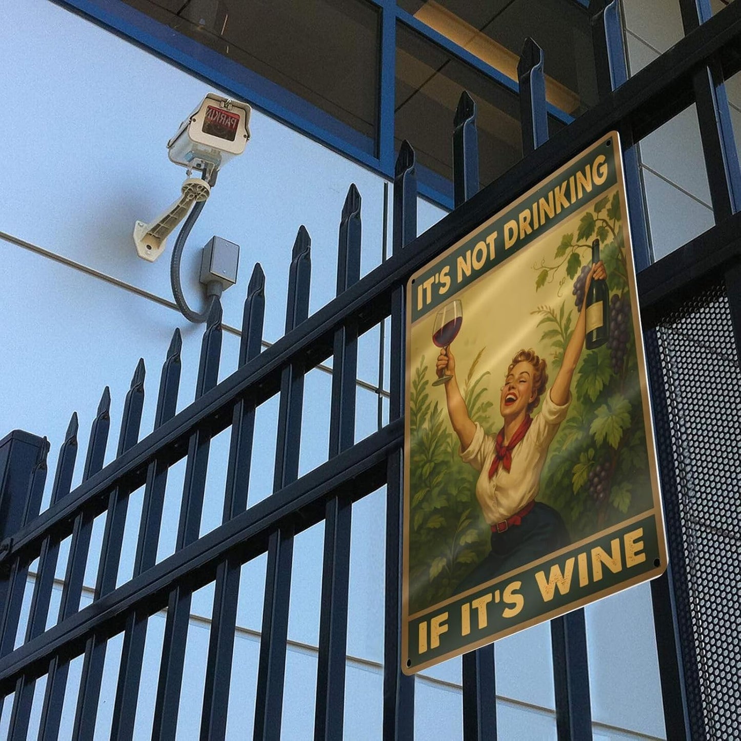 Funny Wine Aluminum Sign - "It's Not Drinking If It's Wine" - Vintage Metal Wall Decor for Bar, Kitchen, or Home - 8"x12"