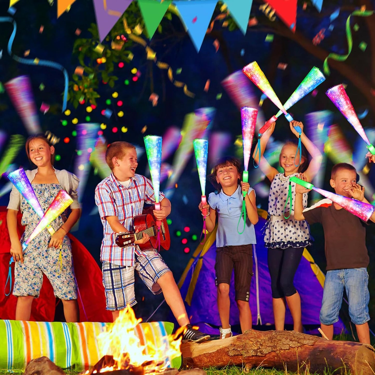 38 PCS Halloween Glow Sticks Bulk, Glow Fiber Optic Sticks, LED Light Wands, Glow in The Dark Party Supplies, Fiber Optic Wands for Weddings, Flashing LED Party Favors, Colorful Light Sticks