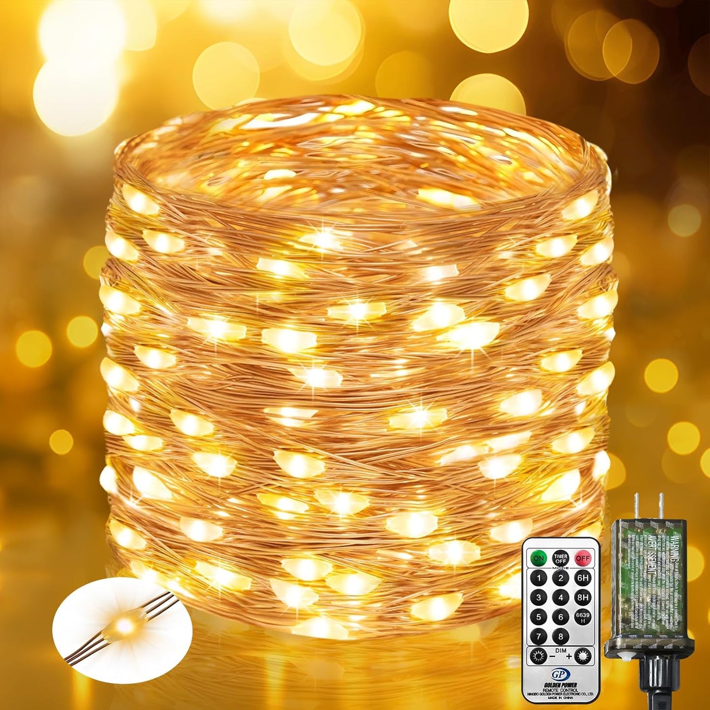 btfarm Fairy Lights Plug in with Remote, 66FT 200 LED Outdoor Twinkle Lights Waterproof with Timer, 8 Modes Indoor String Lights for Bedroom Patio Garden Wedding Christmas Decoration, Warm White