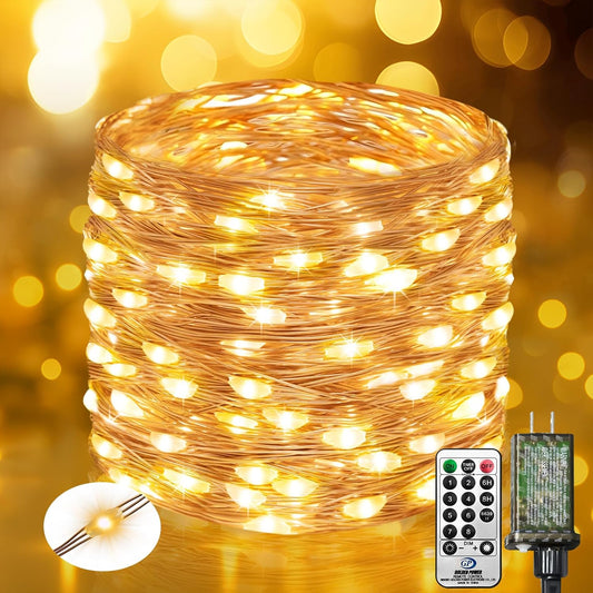 btfarm Fairy Lights Plug in with Remote, 33FT 100 LED Outdoor Twinkle Lights Waterproof with Timer, 8 Modes Indoor String Lights for Bedroom Patio Garden Wedding Christmas Decoration, Warm White