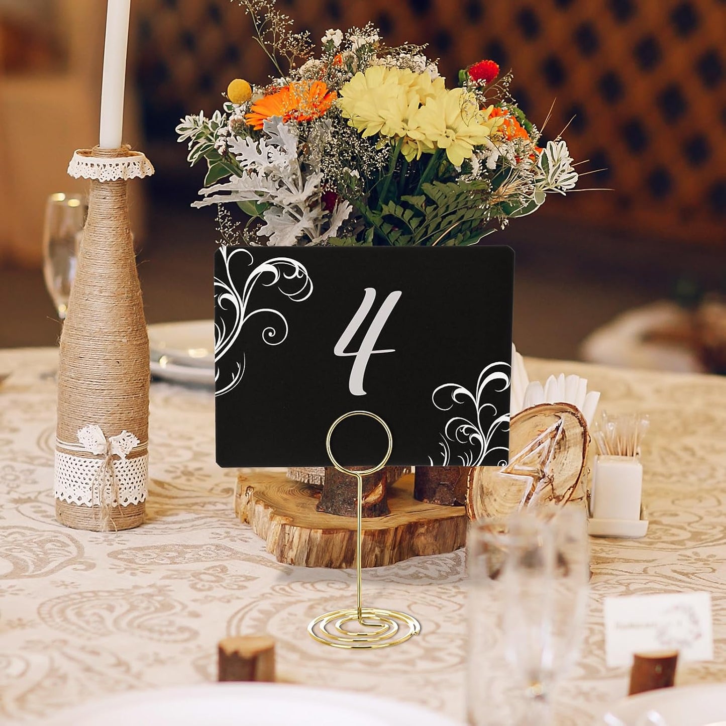 TecUnite 12 Pcs Mini Chalkboard Signs, 4"x3" Small Chalkboard Label with Metal Stand 2 Water Based Chalk for Food Buffet Tabletop Blackboard Sign for Party Bakery(Gold,3.4 x 1.6 in)