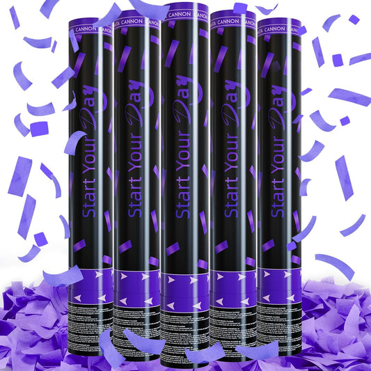 Violet Confetti Poppers, 15 Inch Purple Party Poppers, Air Powered Confetti Gun for Birthday, Wedding, Graduate Celebrations