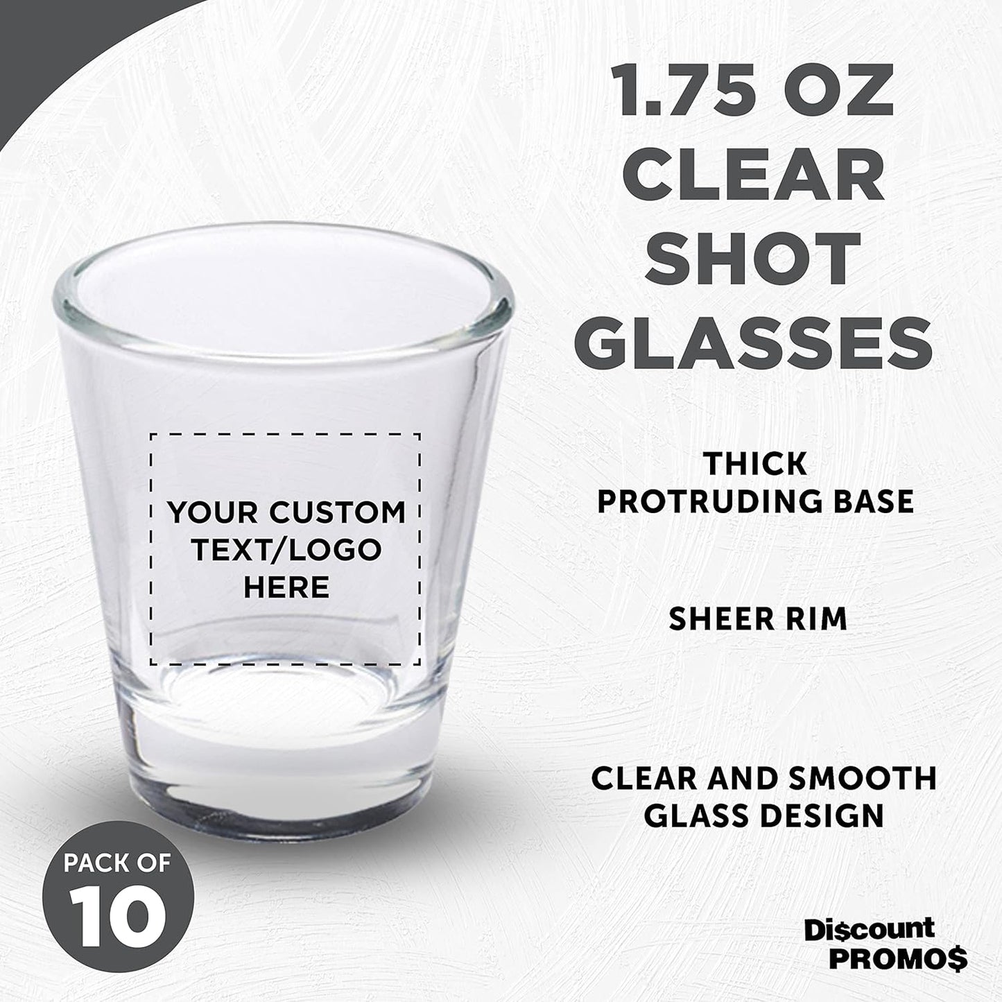 Custom Shot Glasses 1.75 oz. Set of 10, Personalized Bulk Pack - Great for Wedding Favors, Bachelorette Party Decorations, Party Fovors, Color Bottom - Clear