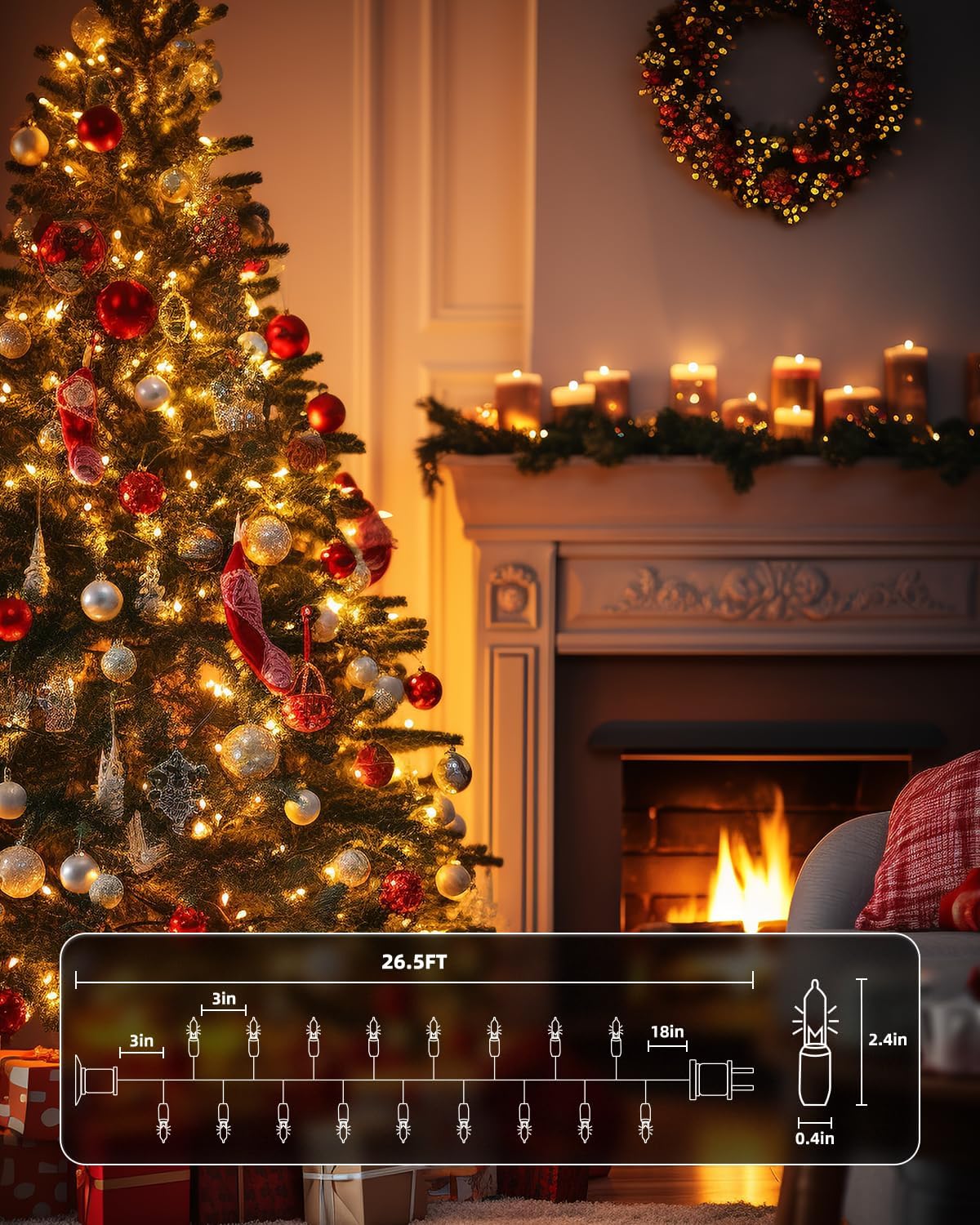 Brightown Clear Christmas String Lights, 3 Pack Each 100-Count 25ft Incandescent Bulb Mini Lights for Indoor Holiday Decor, Christmas Tree Garland Wedding Party Festival Decoration, White Wire