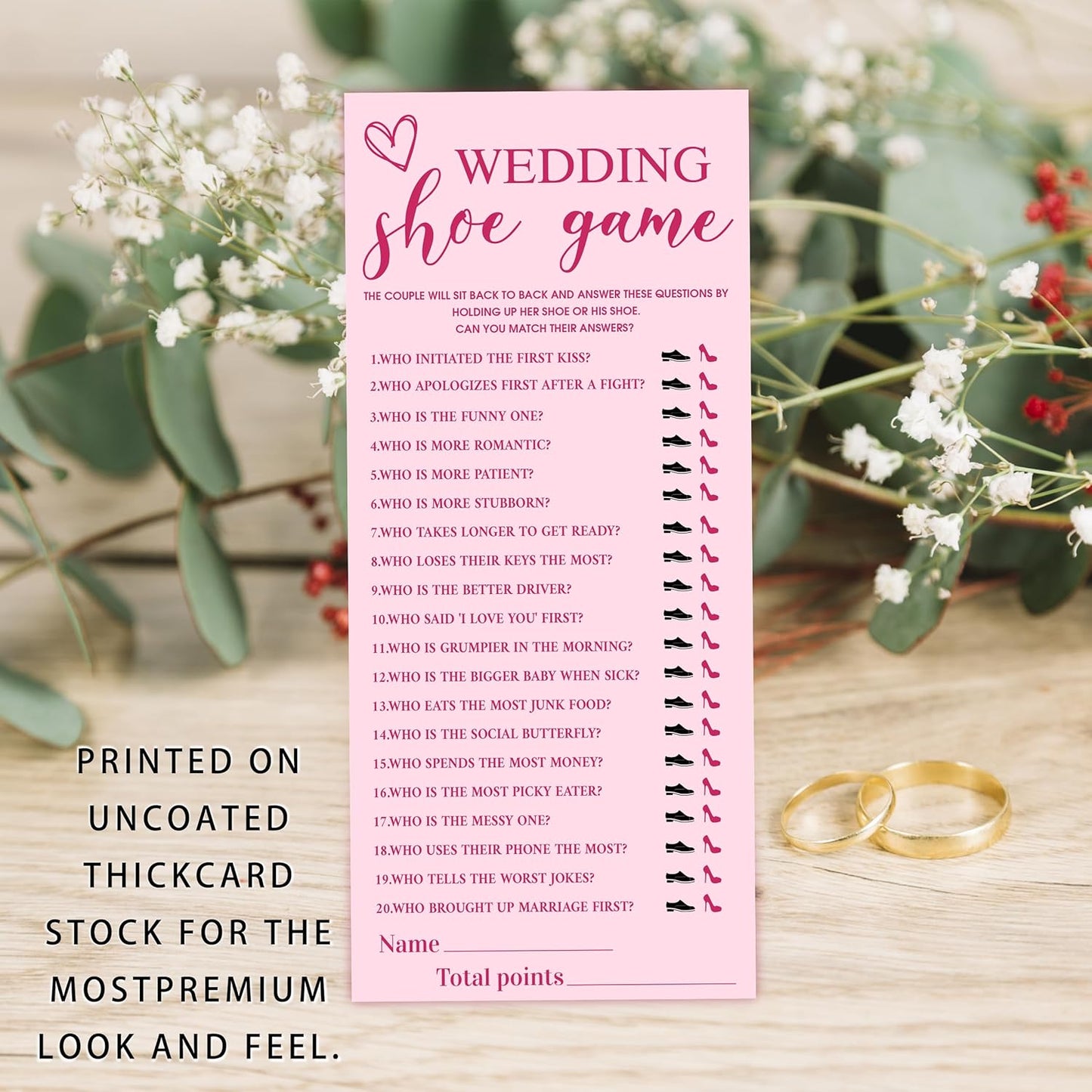 4x9 Inch Wedding Party Games, Bridal Shower Cards, 25 Pink Bridal Shower Games for Wedding Reception, Bachelorette, Engagement Party, Minimalist Guest Interaction Activity Cards-A10