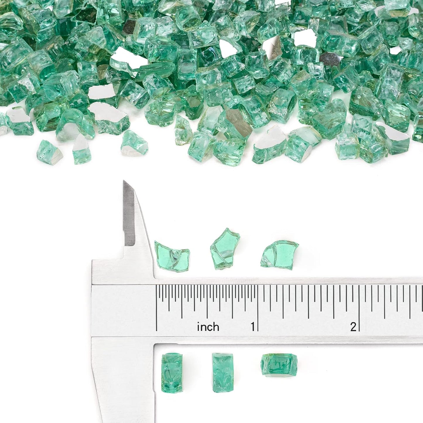 Stanbroil 10-Pound Fire Glass - 1/4 inch Reflective Tempered Fire Glass for Fireplace Fire Pit, Light Green Reflective