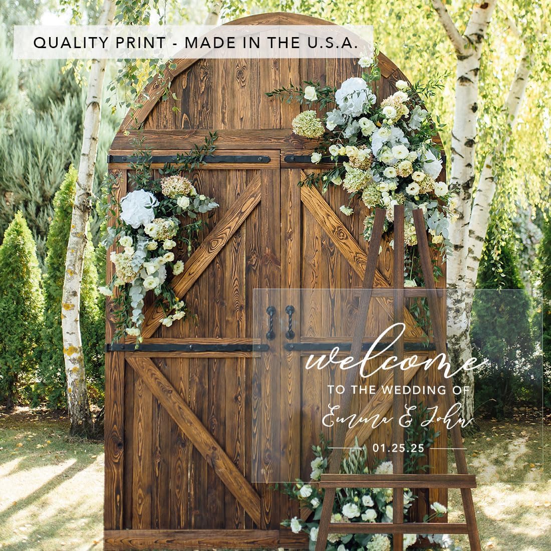 Andaz Press Custom Large Wedding Acrylic Sign, 16 x 24 Inches, Welcome, Personalized Sign, Welcome Sign For Modern Wedding Decor Decorations For Reception