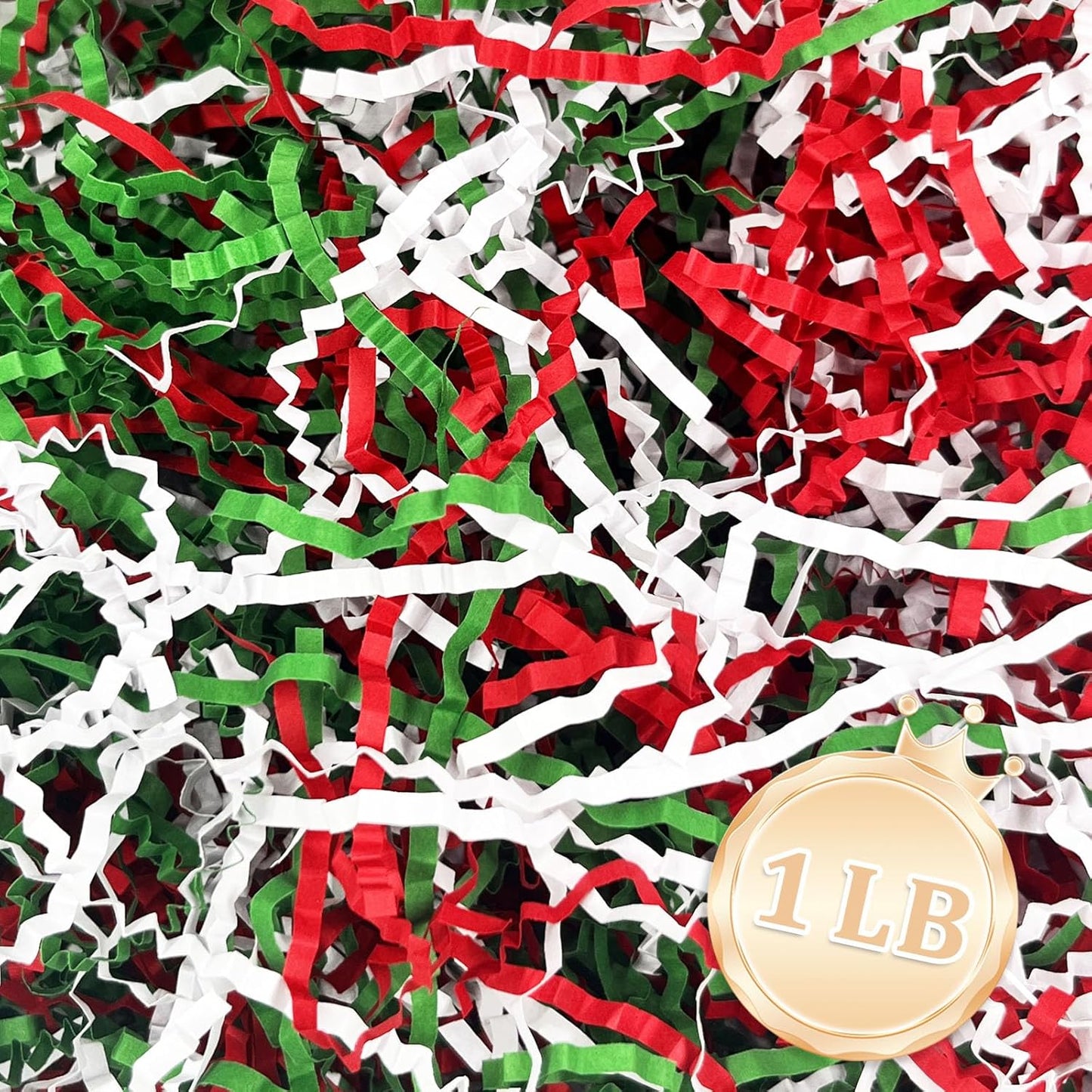 Zankubom 1 LB Crinkle Cut Paper Shred Filler Great for Gift Wrapping, Basket Fillers, Birthday, Gift Wrapping, Anniversary, Halloween Christmas Party Decor Filling Supplies Red Green White