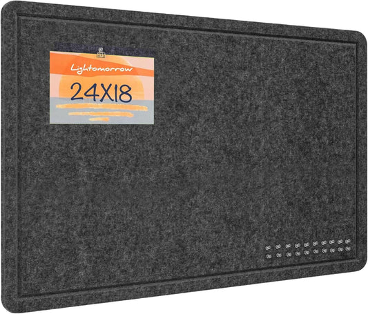 Bulletin Board, 24x18 inches Decorative Felt Pin Board, Cork Board Alternative for Wall, Foldable Photo Board Self-Adhesive Vision Board Mood Board with 20 Pushpins-Dark Gray