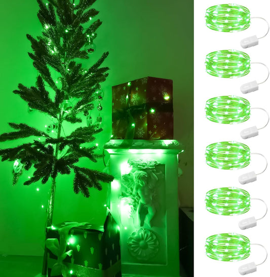 HXWEIYE 6 Pack Green Fairy Lights Battery Operated, 7ft 20LED Mini Fairy String Lights Mason Jar Lights, Waterproof Firefly Starry Lights for DIY Wedding Party Bedroom Patio Christmas Décor