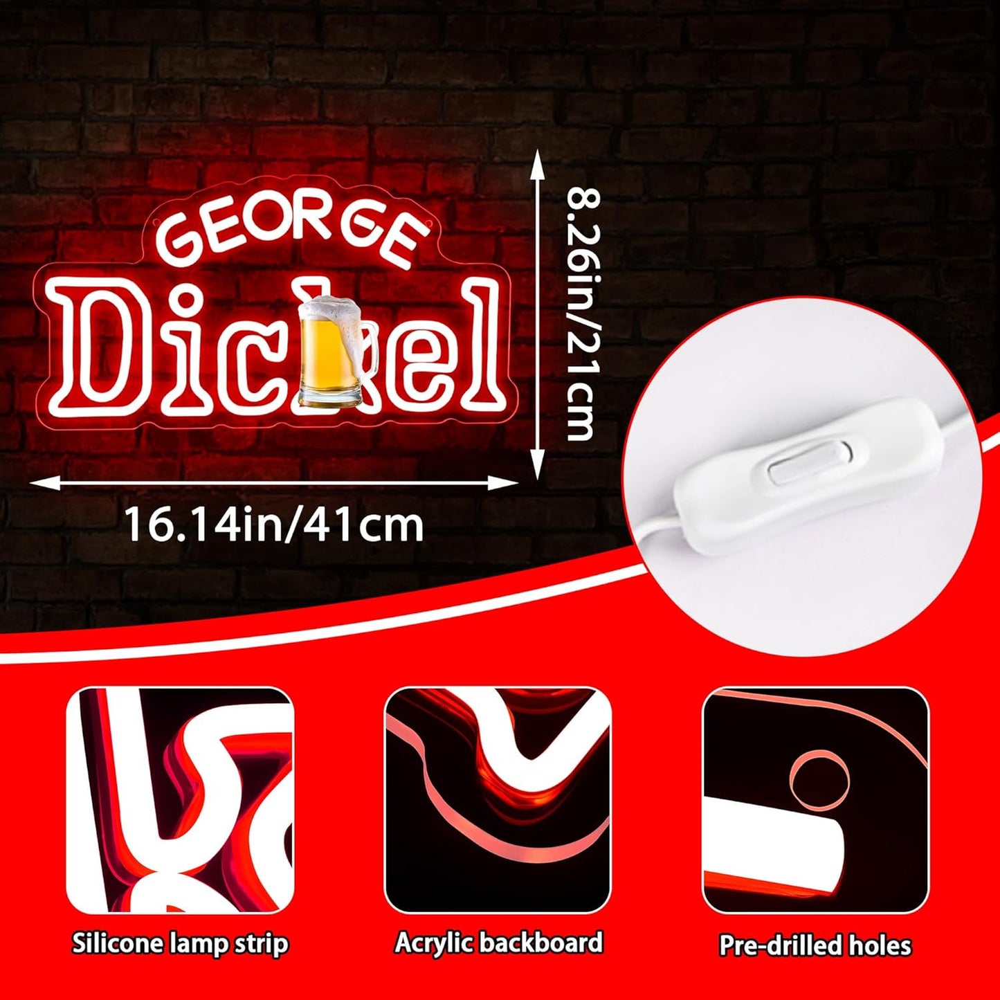 Beer Neon Sign for Wall Decor Bar Signs for Home Bar Lights for Men Bedroom Decor Whiskey LED Neon Sign for Man Cave Pub Store Party Club Game Room Decoration Gifts for Men Size16.1 * 8.3in(JTD243)