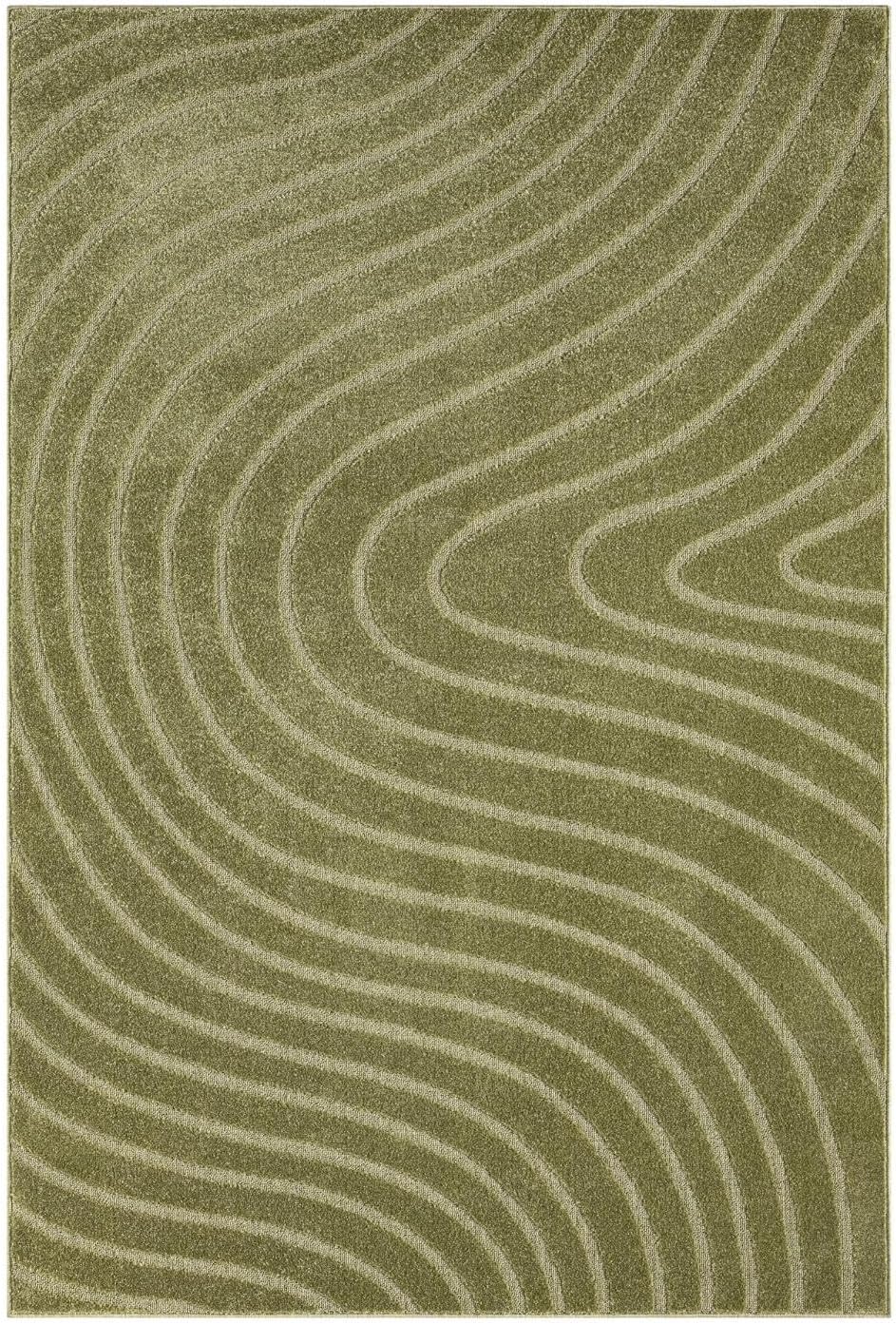LUXE WEAVERS Modern Geometric Wave Green 5x7 Area Rug, Contemporary Stain Resistant Carpet