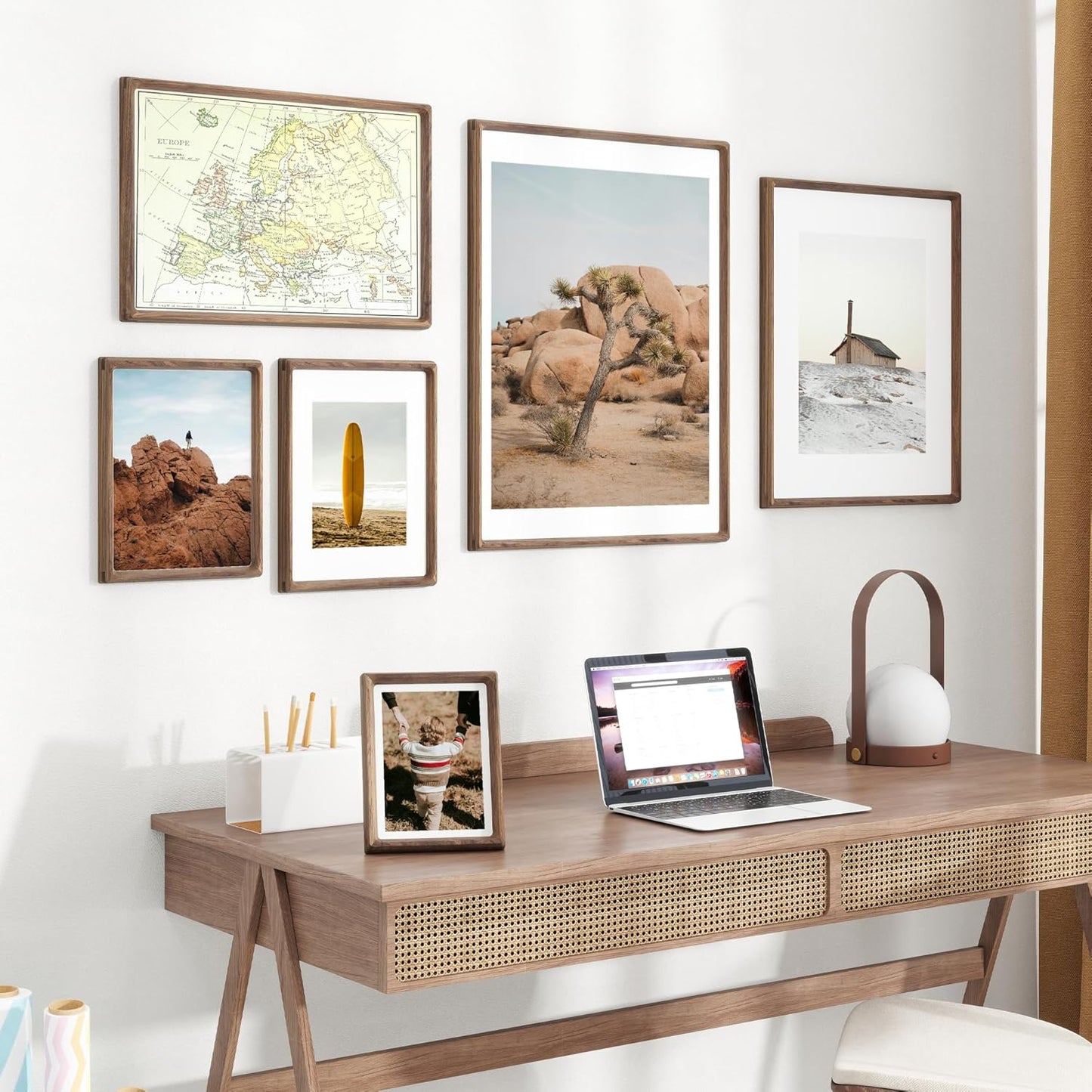 12x16 Frame USA-Sourced Natural Walnut Wood Solid Wood Photo Frame Handcrafted Rounded Corner with Mat to 8.5x11 Picture Frame Display with Real Glass Family Picture, Wedding Photo, Certificate