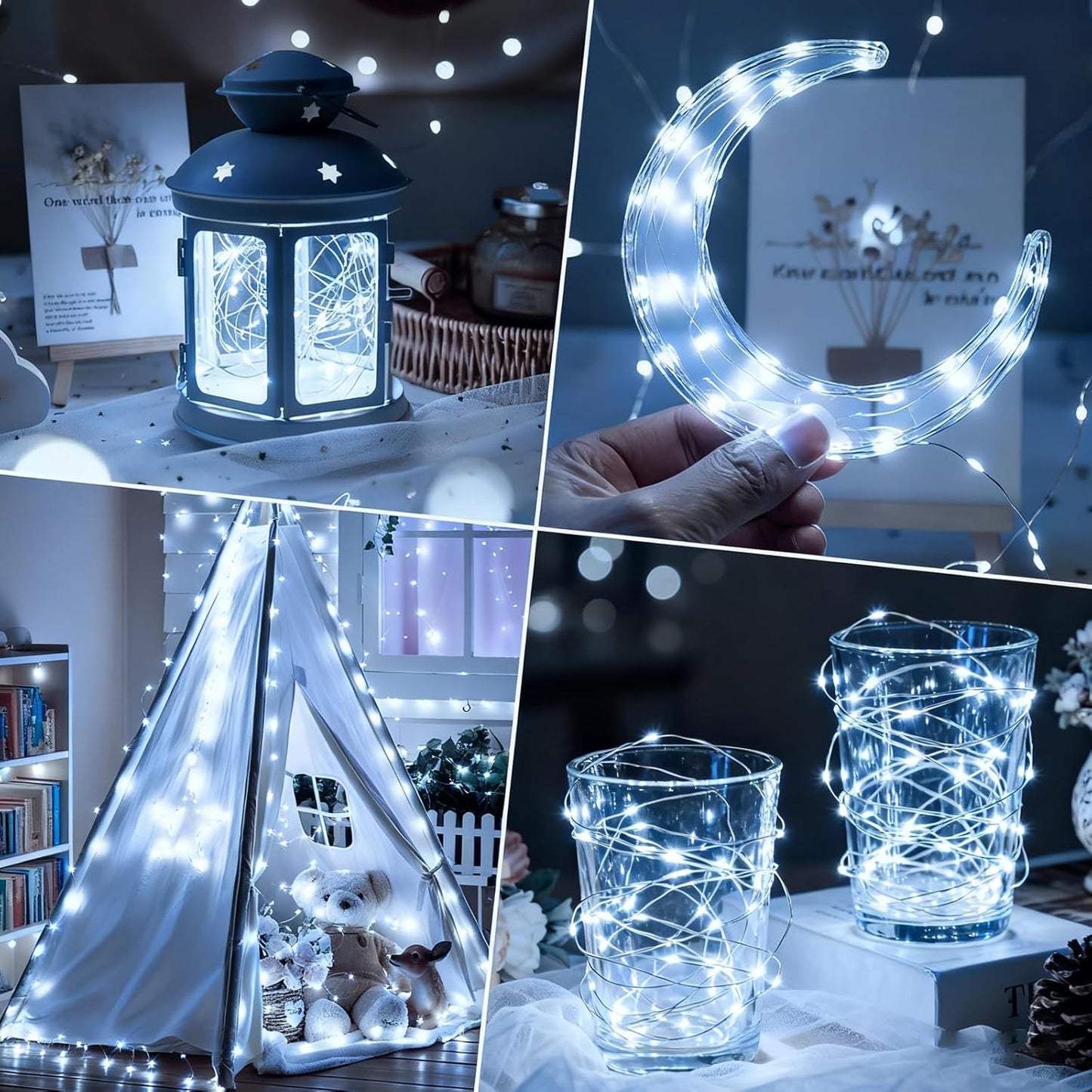 ZNYCYE 50 LED Fairy Lights with Timer, 6 Pack 8.2Ft 8 Modes Battery Operated Fairy Lights, Mini Led String Lights for DIY Wedding Bedroom Mason Jar Vases Table Party Christmas Decoration (Cool White)