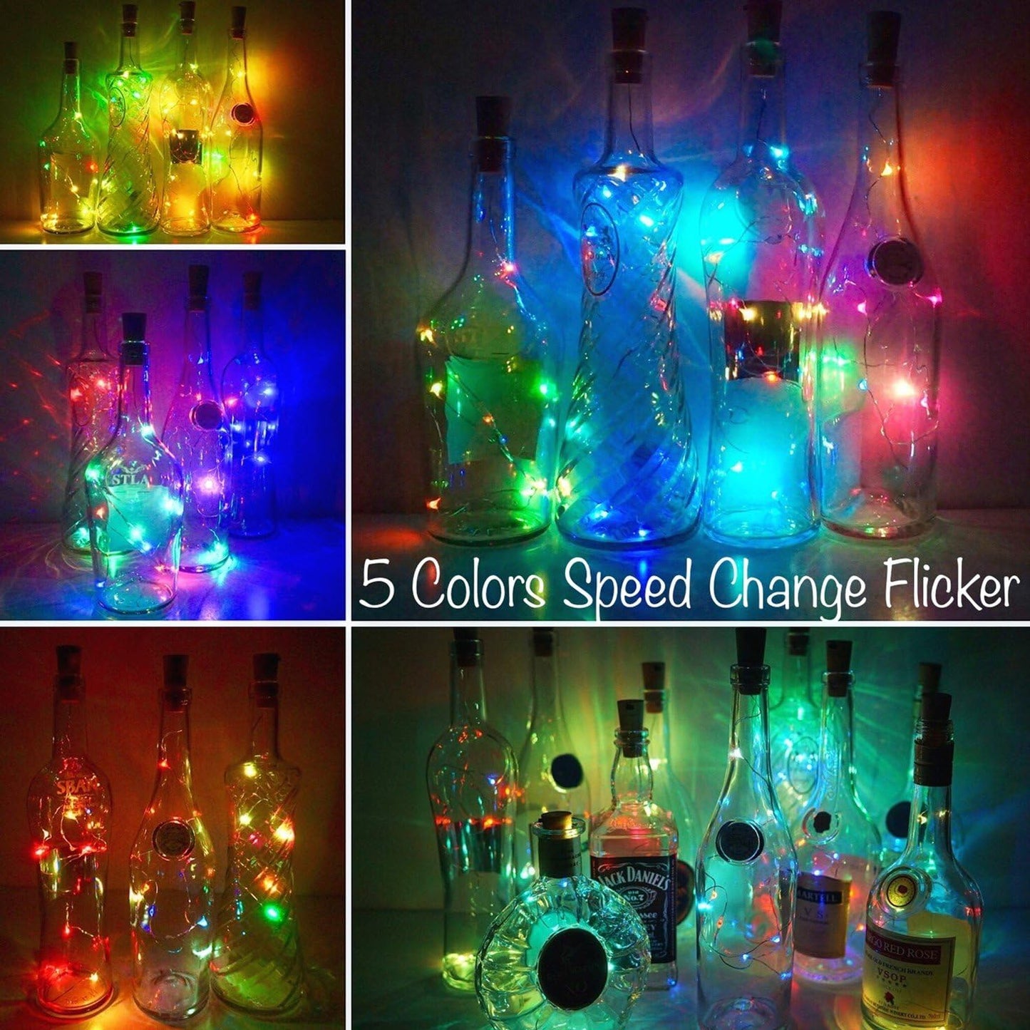 Wine Bottle Lights with Cork, 10 Pack Battery Operated 10 LED Cork Shape Silver Copper Wire Colorful Fairy Mini String Lights for DIY,Party,Decor,Christmas,Halloween,Wedding