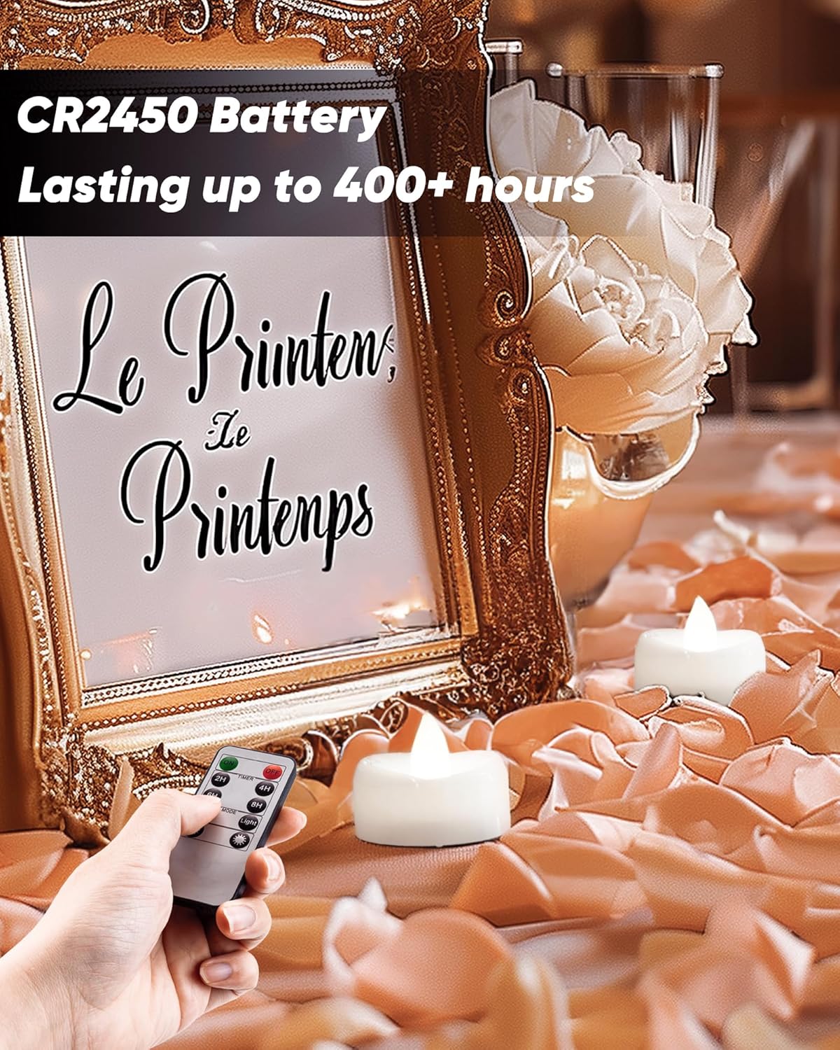 Remote Candles, 12PCS Flameless Tea Lights Candle Battery Operated with Timer, 400+Hours Remote Control LED Tea Lights Votive Candle - 1.5'' D X 1.25'' H- Pure White Light