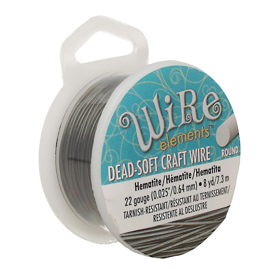The Beadsmith Wire Elements Craft Wire – Tarnish Resistant, Soft Temper, Round, Hematite Color – 0.64mm, 22 Gauge, 8 Yard Spool – Jewelry Making, Wire Wrapping, Floral, & Other DIY Crafts