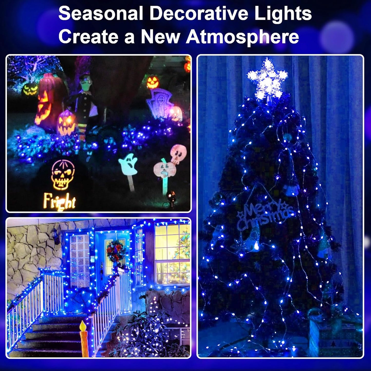 16Ft 50 LED Blue Fairy Lights Mini String Lights Waterproof for Mason Jars Halloween Christmas Parties Wedding Table Centerpieces Decoration