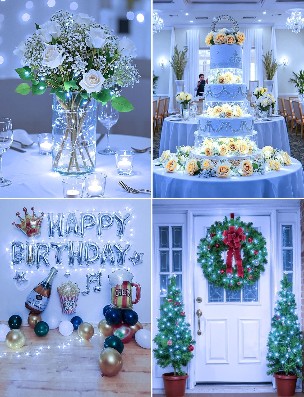 Brightown 24 Pack White LED Fairy Lights Battery Operated String Lights, 7ft 20LED Waterproof Silver Wire String Lights, Firefly Starry Moon Lights for Mason Jars DIY Christmas Wedding Party Bedroom