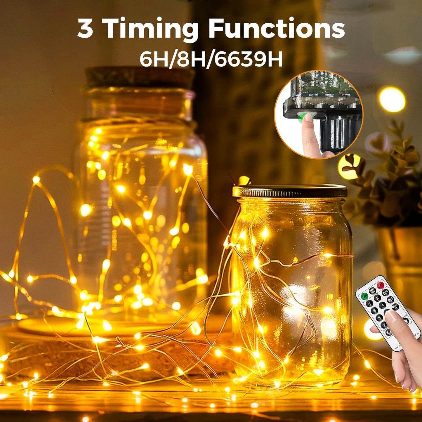 btfarm Fairy Lights Plug in with Remote, 99FT 300 LED Outdoor Twinkle Lights Waterproof with Timer, 8 Modes Indoor String Lights for Bedroom Patio Garden Wedding Christmas Decoration, Warm White