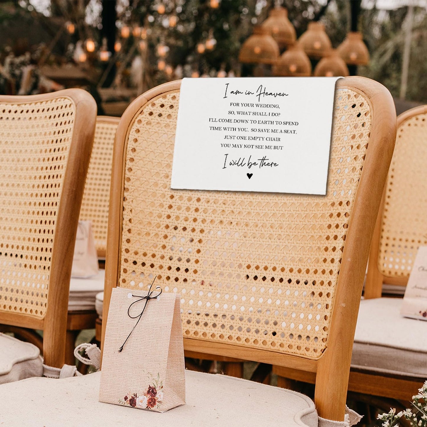 In Loving Memory Wedding Sign, I Am in Heaven for Your Reserved Chair Sign Pew Cloths Seating Placeholder, Wedding Decorations for Reception Celebrations Event (1 Pc)