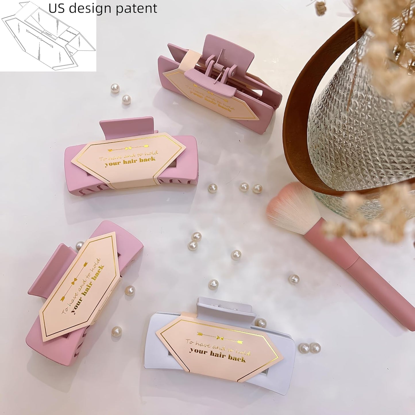 Bridesmaid Scrunchies Proposal Gifts Bachelorette Hair Claws Clips Girls heart sunglasses for Wedding Party Favors (White&Beige)