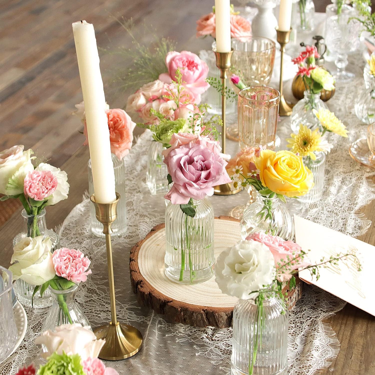 Bud Vases in Bulk 24, Small Glass Vase for Centerpieces, Vintage Vases for Decor, Mini Clear Single Flower Vase Bulk for Wedding Decor Rustic Decorative Christmas Vases Set Home Table Decorations