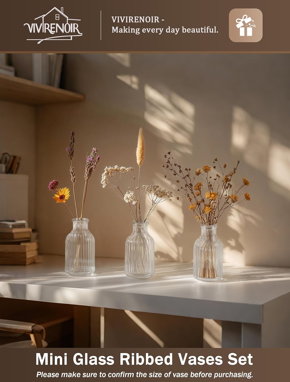 Glass Bud Vases Set of 24, Small Flower Vase in Bulk, Clear Mini Ribbed VaseS for Centerpieces, Modern Wedding Reception Table Decorations