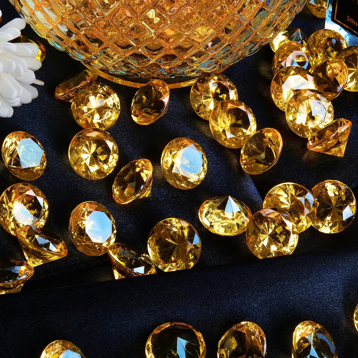 Acrylic Diamond Fake Gems Vase Filler, Babenest 240pcs 3/4 Inch Faux Diamonds Crystals Jewels for Table Scatters Wedding Party Event Arts & Crafts Birthday Decoration Favor (Orange)