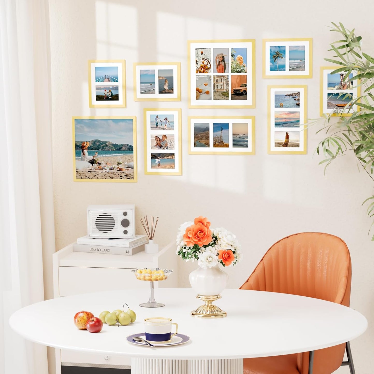 Vittanly 11x14 Collage Picture Frame, Displays 5Pcs 4x6 Pictures with Mat, Picture Frames Collage Wall Decor, Gold, 1 Pack