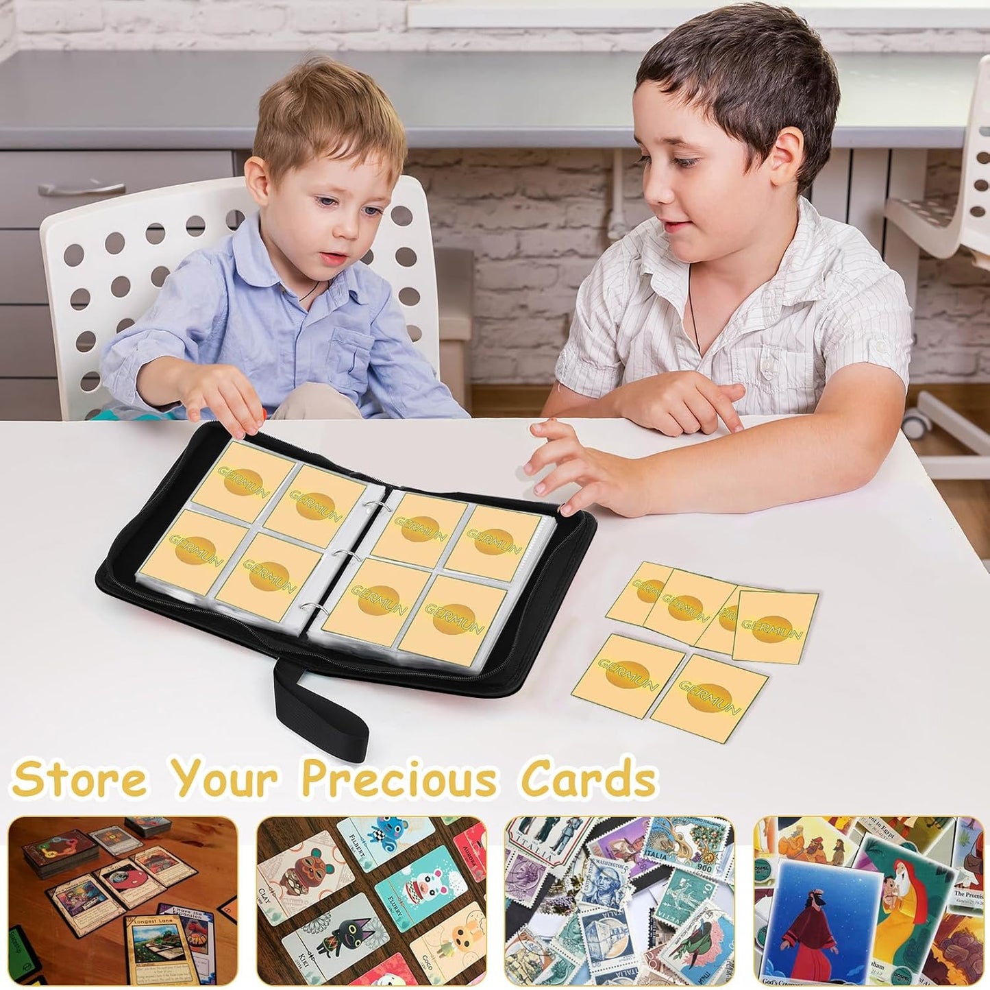 4 Pocket Card Binder, Premium Zip Trading Card Binder, 400 Double Sided Pocket PU Card Collection Binder, Collector Card Album, Card Folder for MTG, TCG, Sports Cards, Game Cards (White)