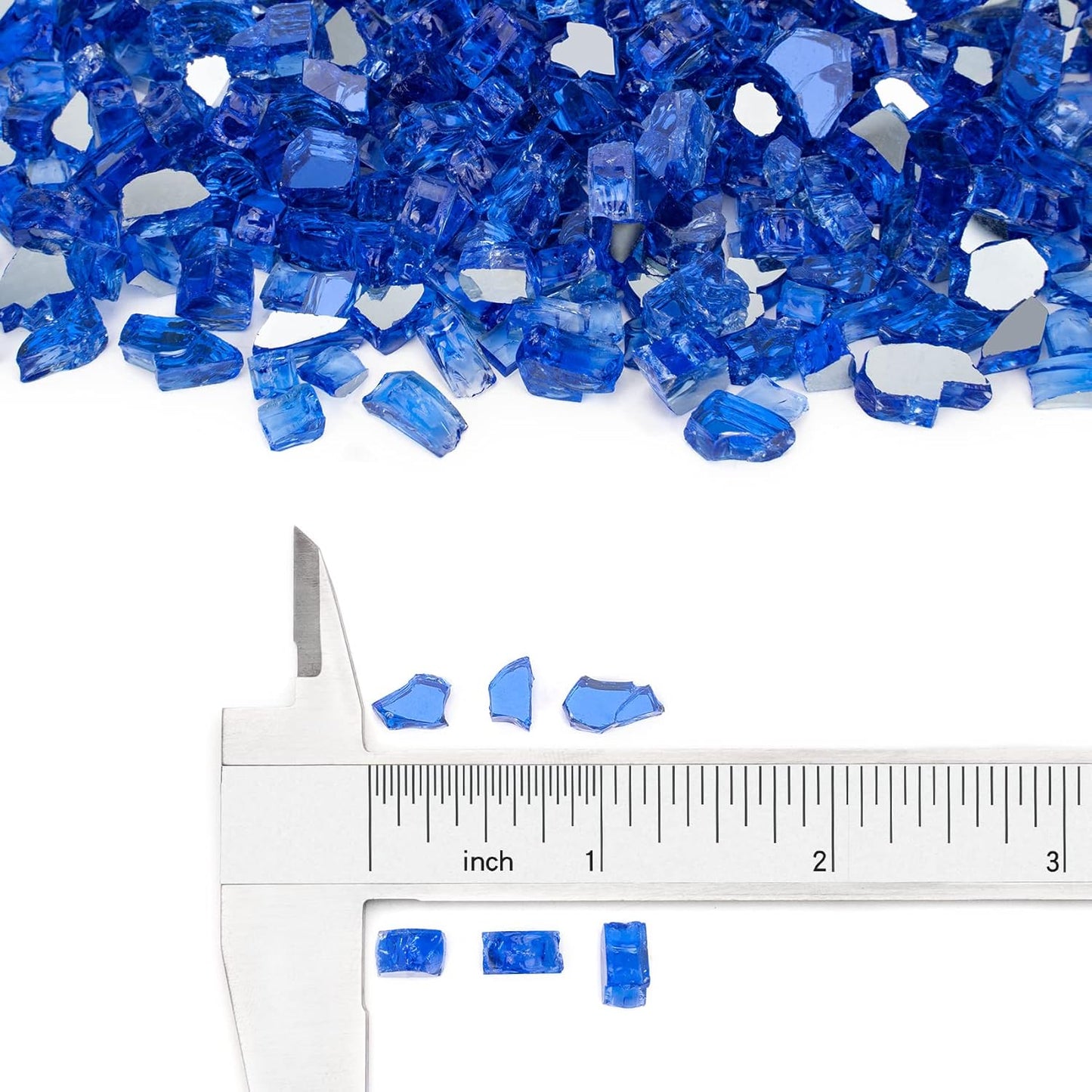 Stanbroil 10 Pound Fire Glass - 1/4 inch Reflective Tempered Fire Glass for Fireplace Fire Pit, Cobalt Blue Reflective